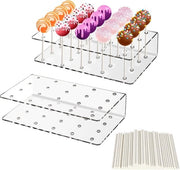Due Stanti per Cake Pop, Stand per 20 Lollypop con 200 Stuzzo di Carta per Decorazioni di Festa, per Matrimonio, Compleanni, Tavola dei Dessert, Decorazioni di Festa