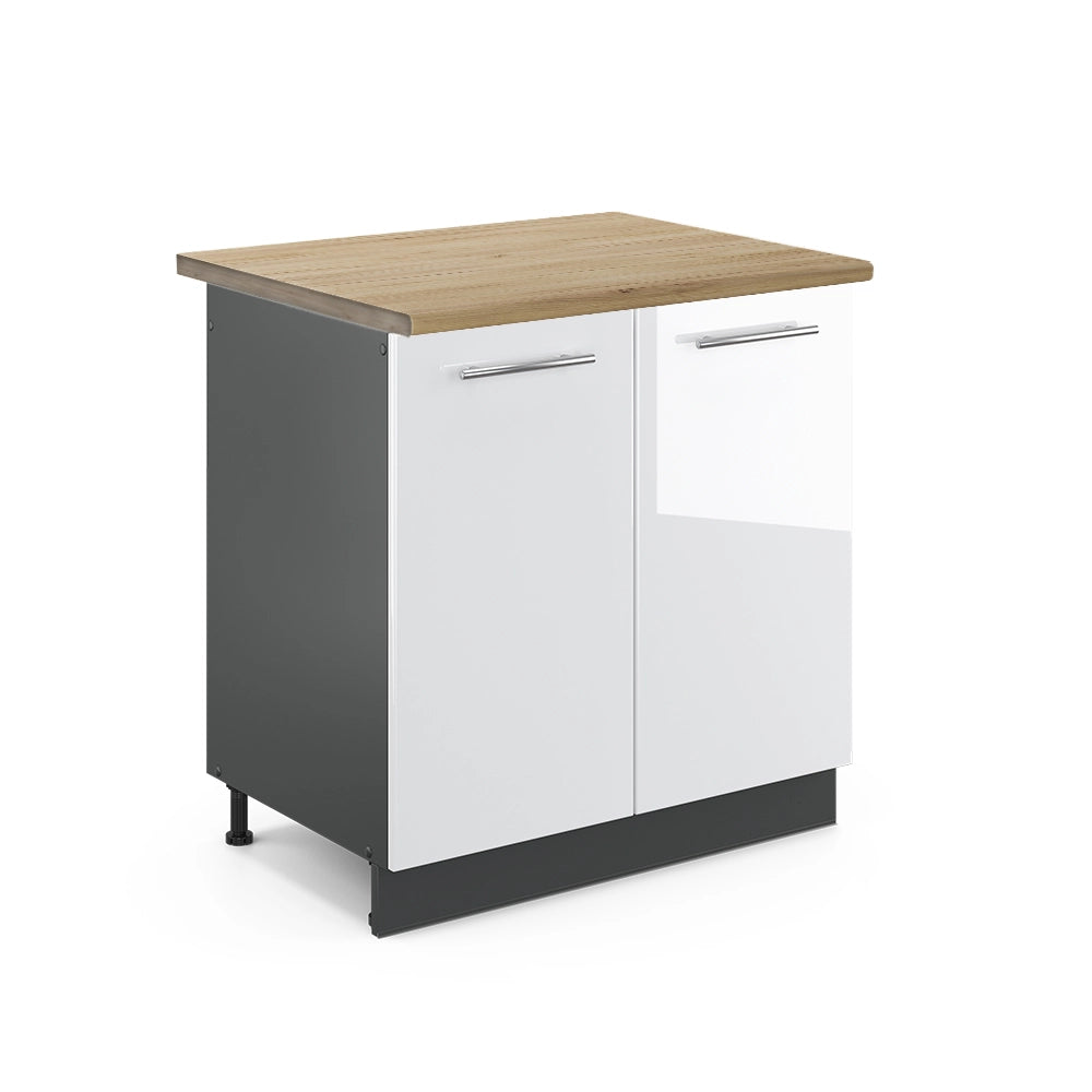 Mobile lavello cucina Fame-Line Bianco lucido/Antracite 80 cm, PL Rovere Vicco