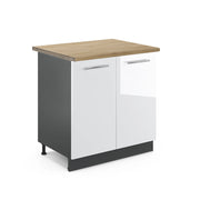 Mobile lavello cucina Fame-Line Bianco lucido/Antracite 80 cm, PL Rovere Vicco