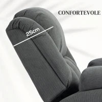 Poltrona Alzapersona Massaggiante e Reclinabile con 2 Tasche e Telecomando, 93x104x105 cm, Grigio