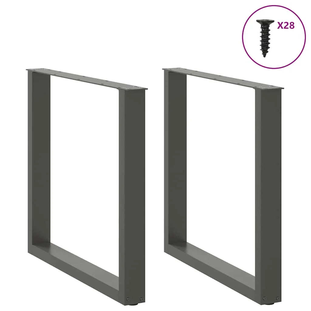 Set di 2 gambe per tavolo da pranzo a forma di U 80 x 72-73 cm con piedini regolabili design moderno in acciaio antracite 02_0057430
