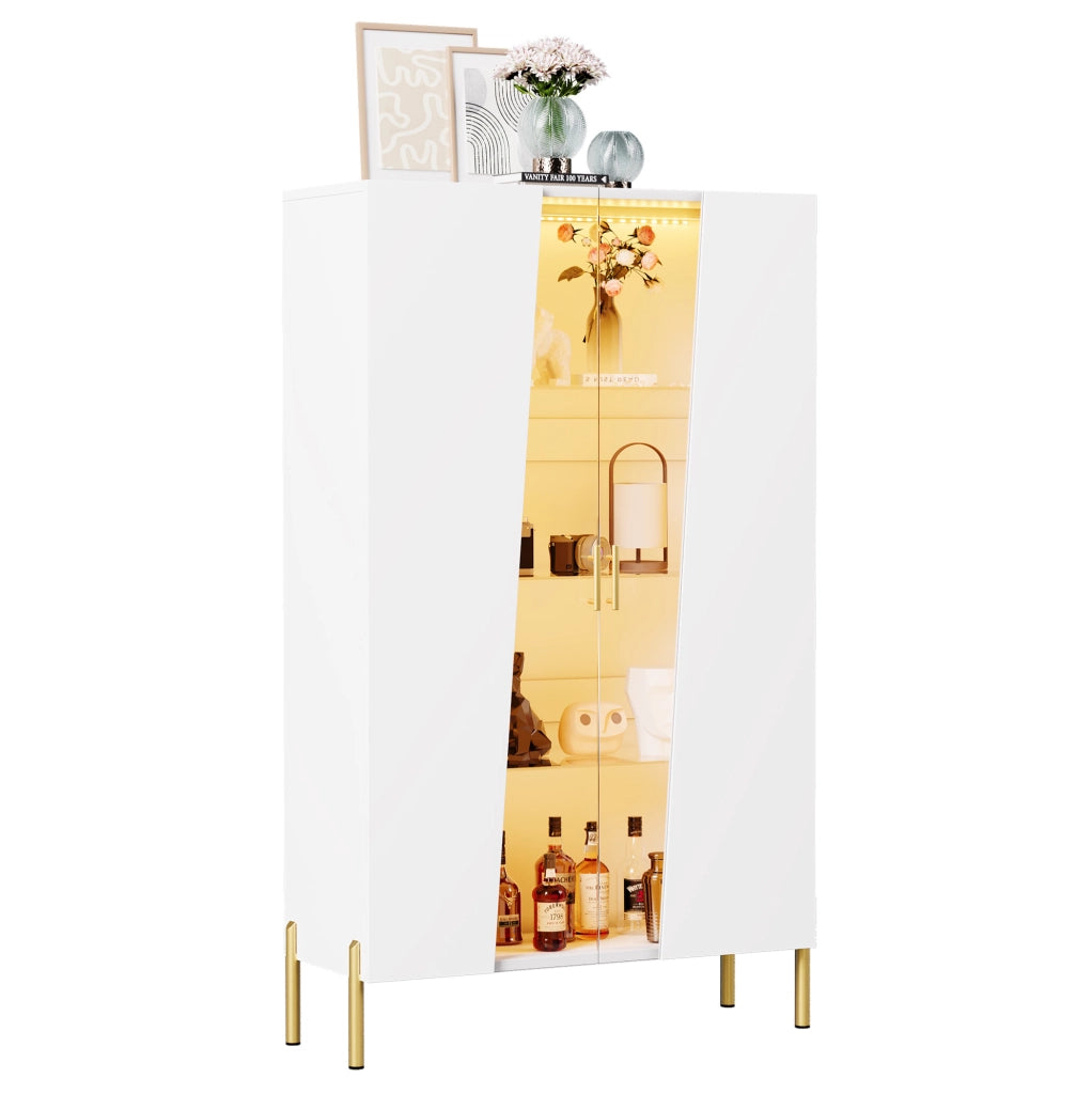 Vetrina LED in vetro e MDF 72x40x145 cm; bianca