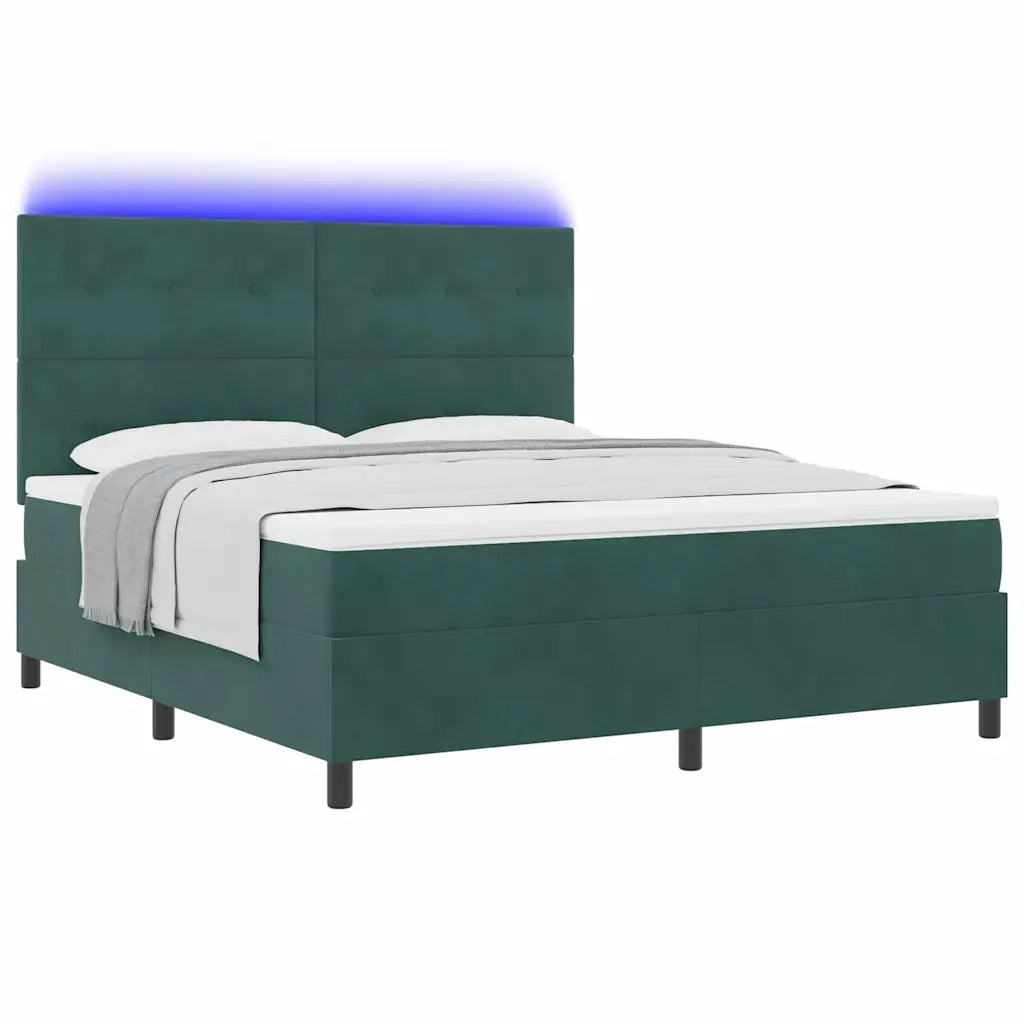 Letto a Sorgente LED Verde Scuro 180 x 200 cm Velluto 3343331