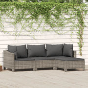 Set Divani da Giardino 4 pz con Cuscini in Polyrattan Grigiocod mxl 124571