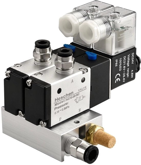 Valvola magnetica elettrica - Sistema pneumatico - Alluminio - 3/2 modo - 24V - Adatto per l'industria tessile - Modello 3V210-08