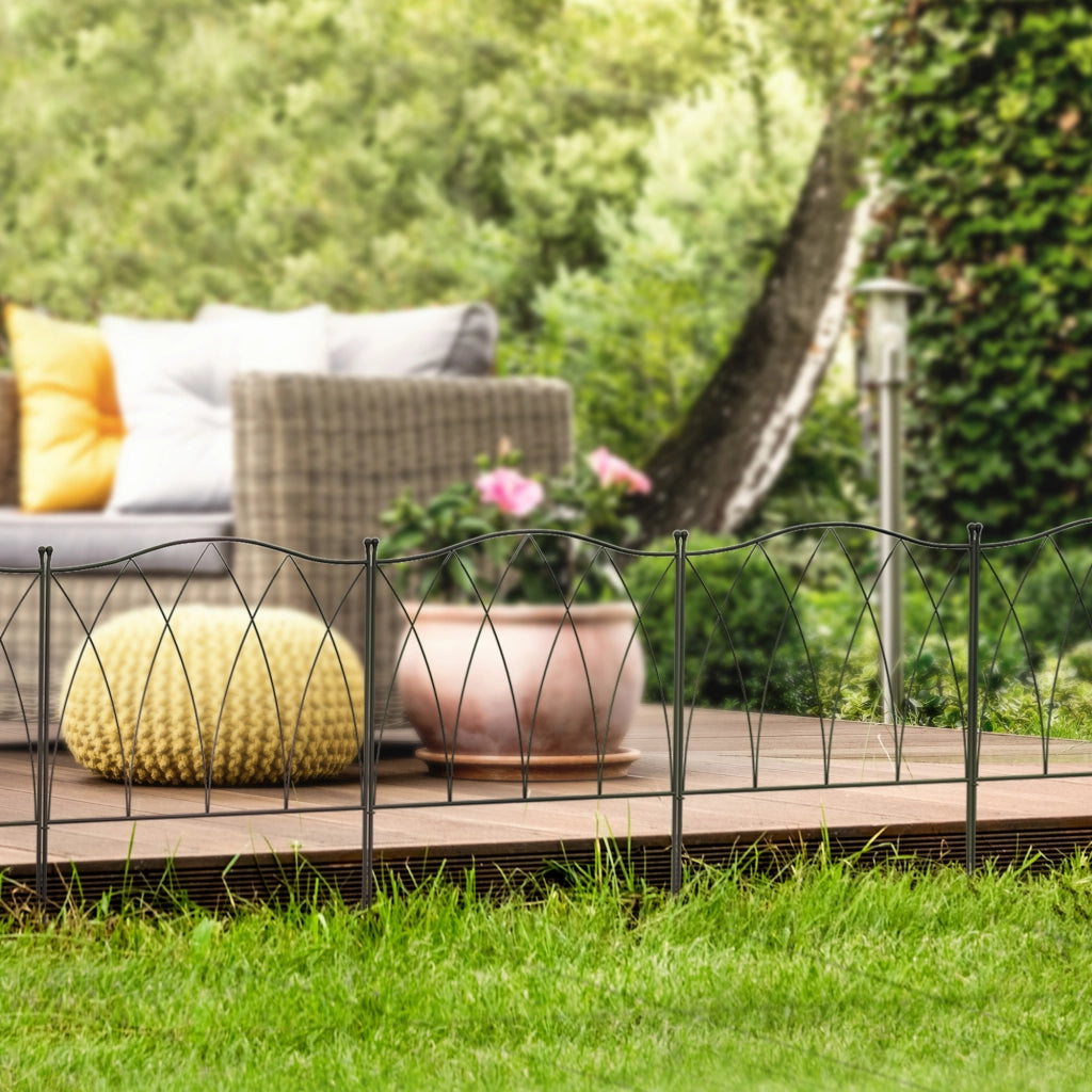 Recinzione decorativa per giardino ¨C zephmum ¨C 5 pezzi, metallo, nero, 305x62 cm
