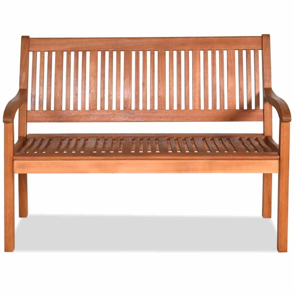 Panchina di legno 126 x 63 x 91 cm, Panchina da giardino per 2 persone con schienale curvo e braccioli ampi