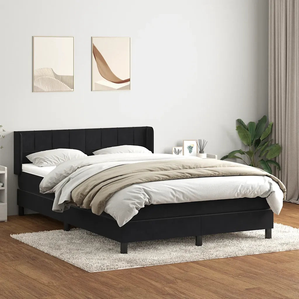 Giroletto a Molle con Materasso Nero 160x210 cm in Velluto 3318119