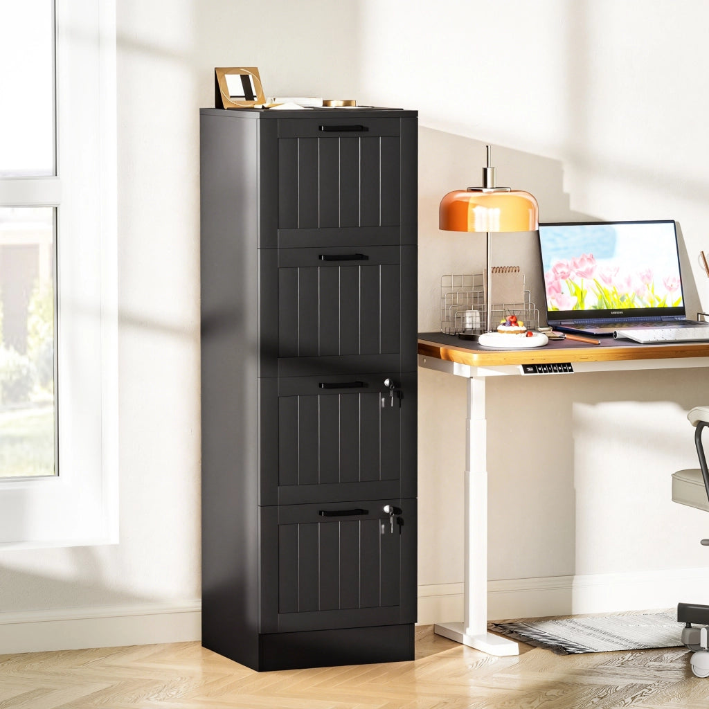 Scrivania con cassetti e sospensioni ¨C Zephmum ¨C Nero 40x40x131 cm