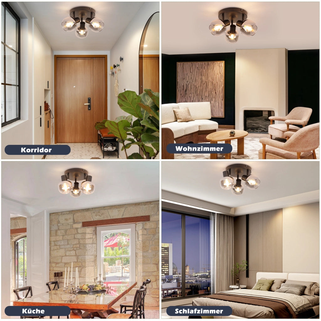 ZMH Faretto da soffitto neri 1 lampada E14 vetro fumé orientabili