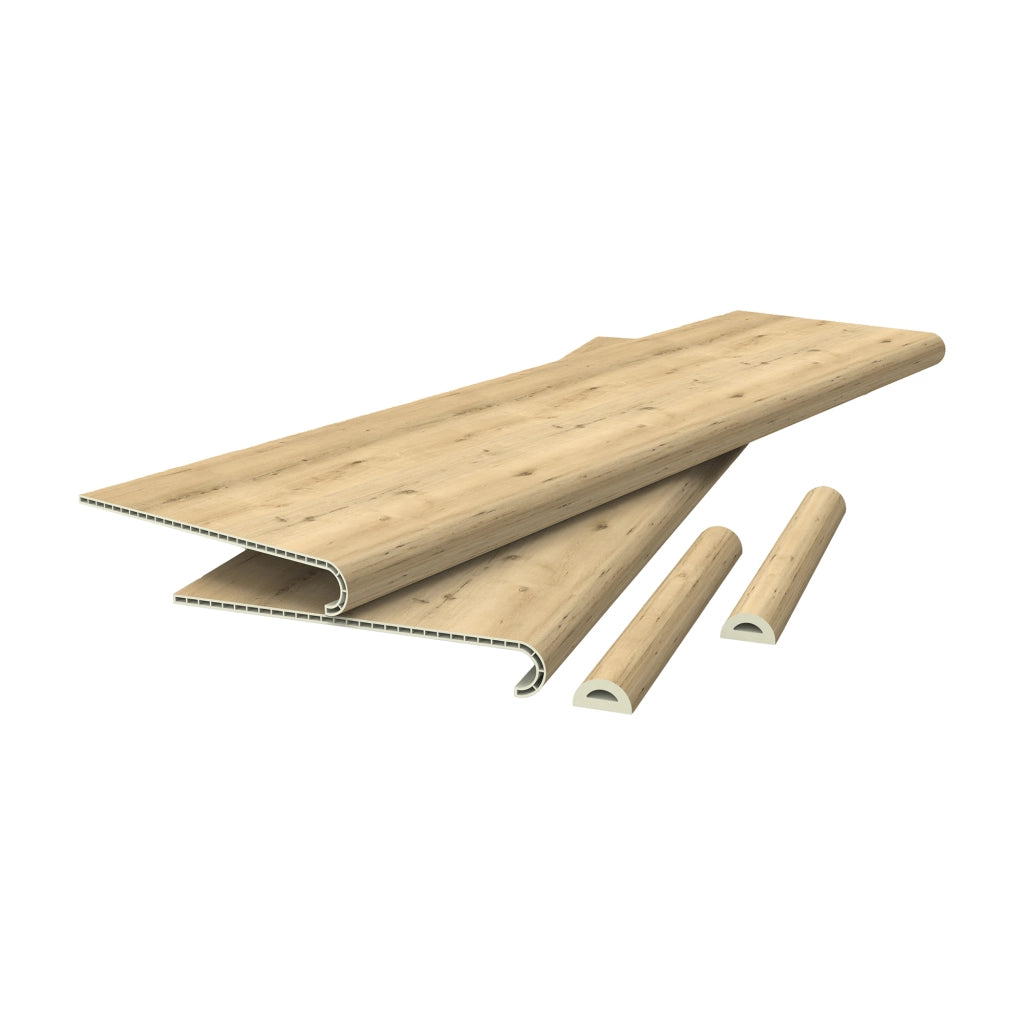 Set di 4 Profili Bunschoten Coprigradini Arrotondati in PVC 120 x 32 x 4,6 cm Naturale NEU.HOLZ