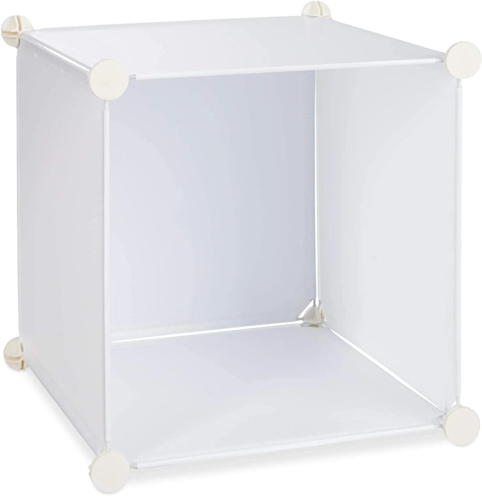 Scaffale modulare con 16 scomparti e ante montaggio a incastro libreria in plastica 127 cm bianco 13_0001185