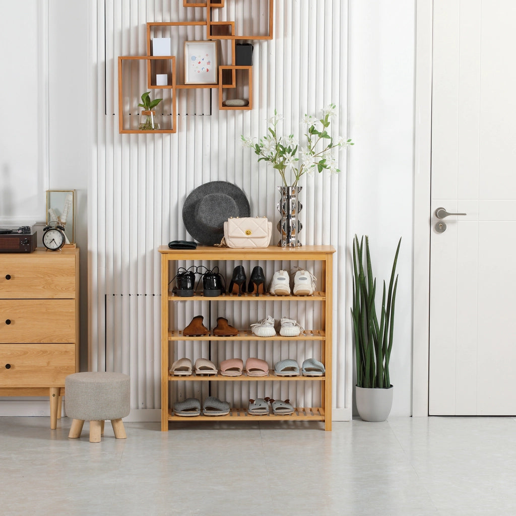 Scarpiere con scaffali in bamb¨´ ¨C zephmum ¨C 4 ante, naturale, 60x40x138 cm