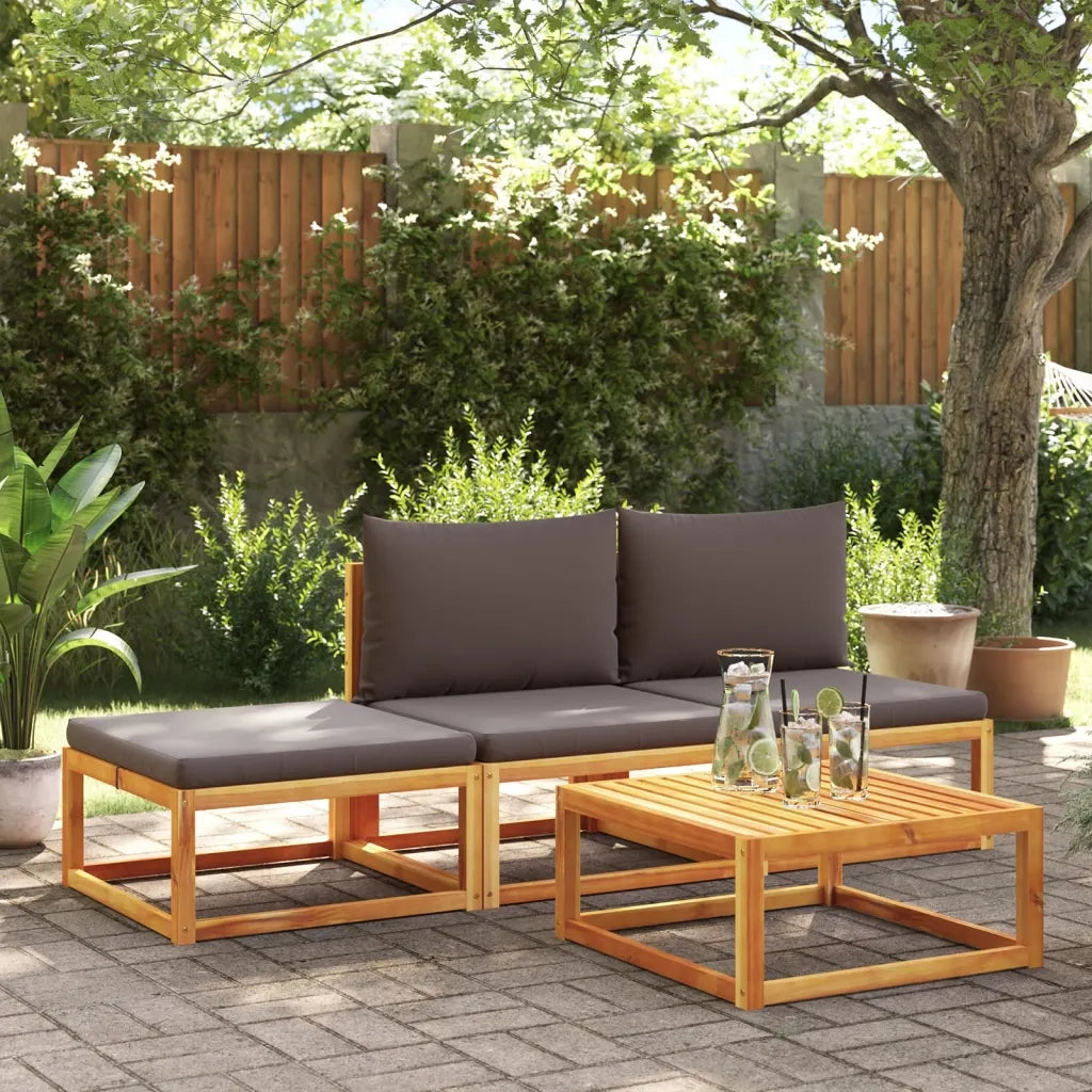 Poggiapiedi Giardino con Cuscino 65x65x29 Legno Massello Acacia CFW4545805