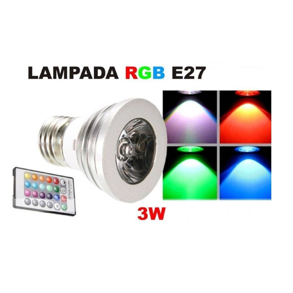 Trade Shop - Lampadina Faretto Spot Light Led E27 3w 220v Rgb Multicolor Con Telecomando -