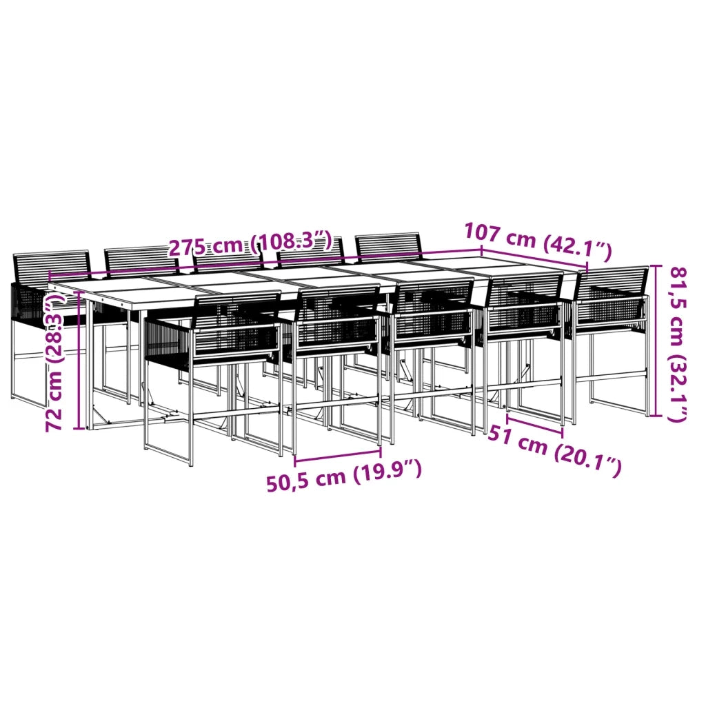 vidaXL Set da Pranzo da Giardino 11 pz in Polyrattan Nero