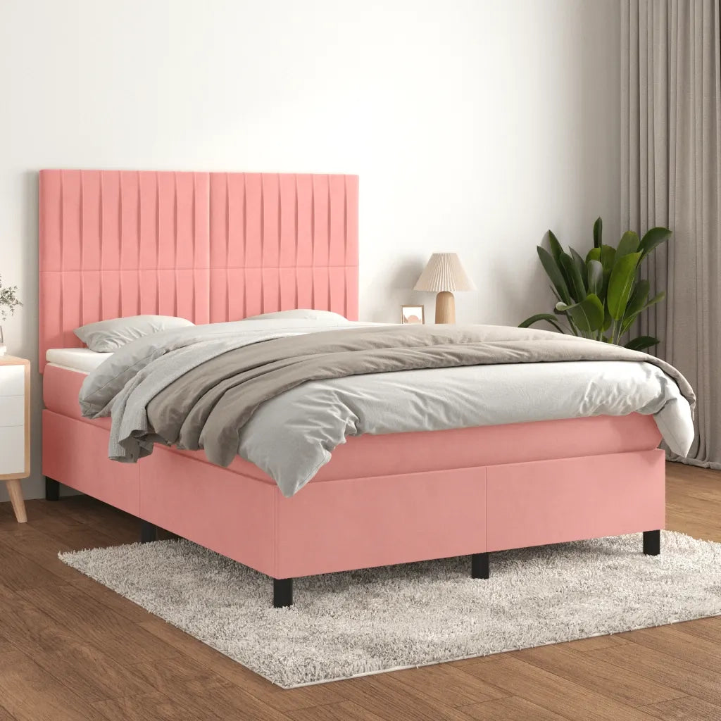 Giroletto a Molle con Materasso Rosa 140x200 cm in Vellutocod mxl 123757
