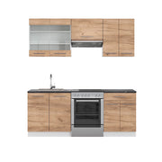 Cucina componibile Fame-Line Rovere dorato/Bianco 200 cm, PL Antracite Vicco