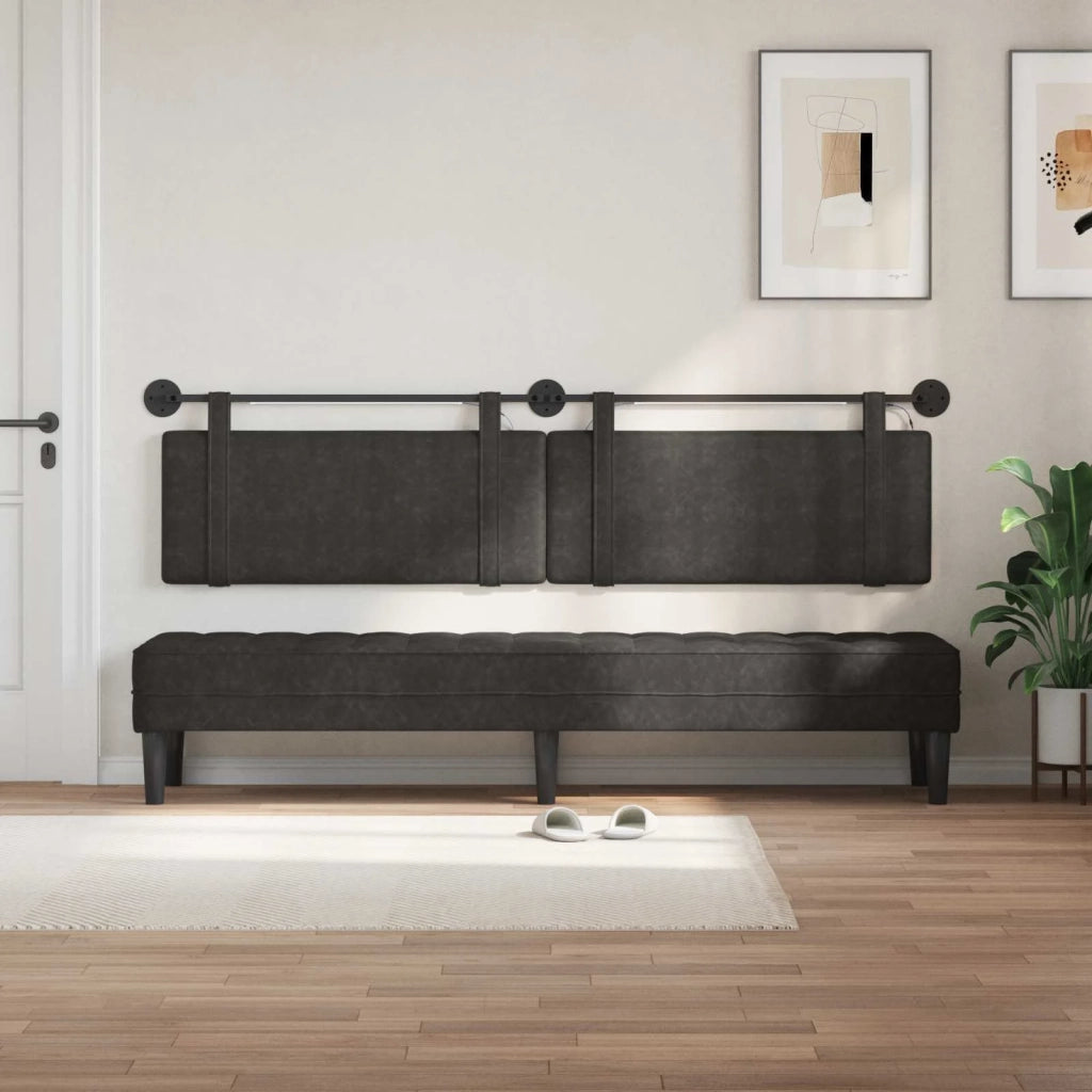 Testiera sospesa Con luce LED Nero PU Antico