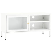 Mobile TV | Armadietto TV | Mobile Porta TV Bianco 90x30x44 cm in Acciaio e Vetro