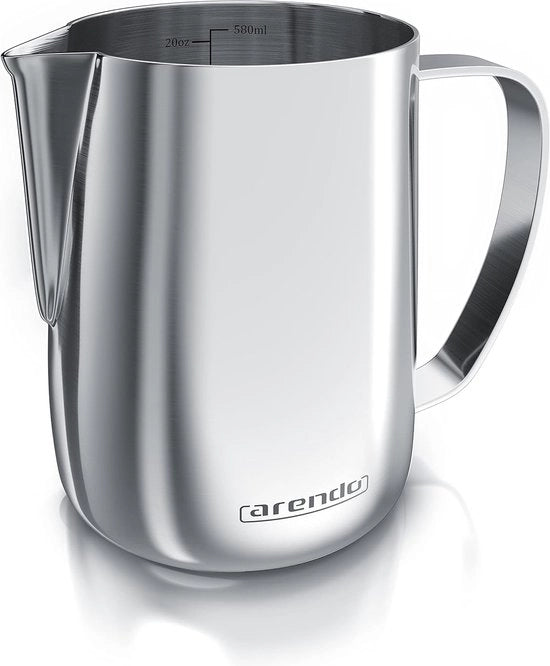 Melkkan in Acciaio Inossidabile 600 ml - Melkschuimkan - Melkkan - Melkkannetje - in Acciaio Inossidabile - per Melkschuimen - Resistenti alla Lavastoviglie - Distribuzione della Materia - per Barista Cappuccino Latte