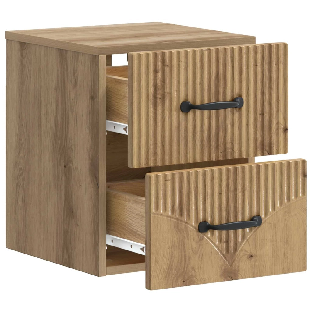 Mobiletto da notte a muro con cassetto 2 pcs Rovere Artigianale 898994