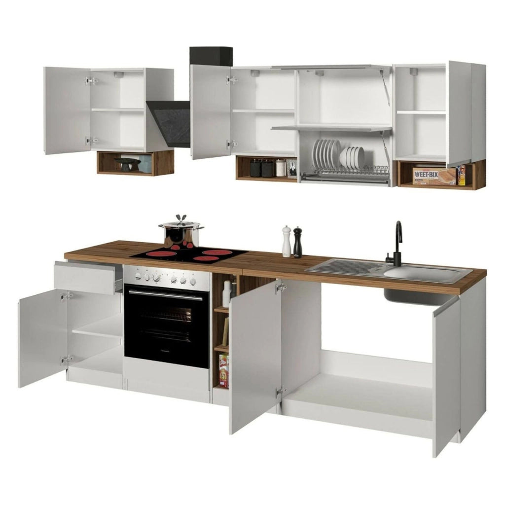 Cucinino Armend, Cucina Modulabile, Elettrodomestici non inclusi, Made in Italy, Bianco Lucido