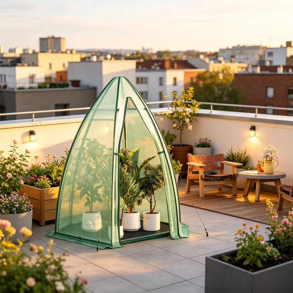 Semenzaio da giardino con base, porta e finestra con cerniera in PE e acciaio verde 160 × 180 × 160 cm robusto