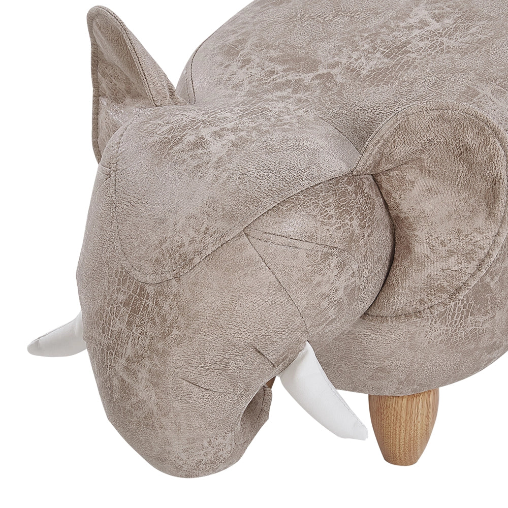 Pouf animaletto Sgabello per bambini Poggiapiedi in tessuto grigio simile a un elefante con comodino per la cameretta dei bambini
