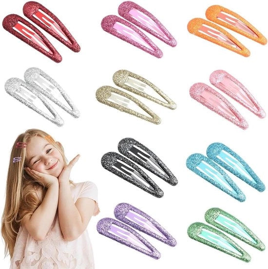 Accessori per capelli in metallo con glitter per bambini - ragazze - donne - paillettoni.