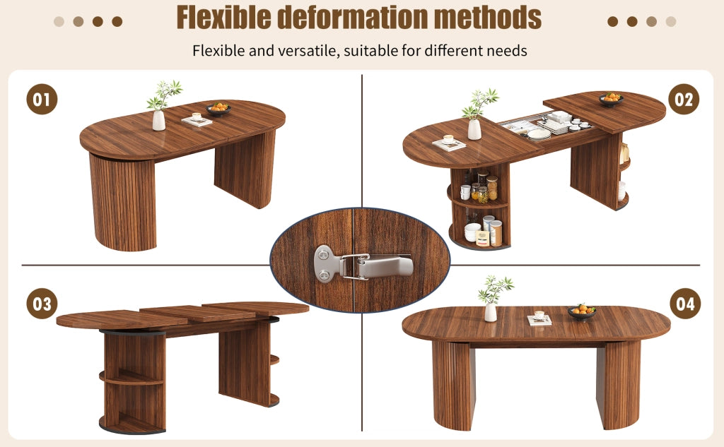 Tavolo da Pranzo Allungabile con Vano Contenitore ¨C MINIMAL ¨C MDF, Marrone Scuro, Salvaspazio