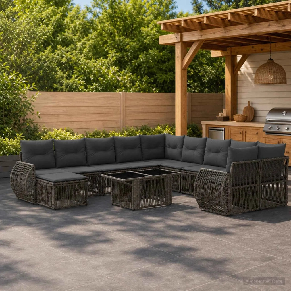 Set Divano da Giardino 12 pz Grigio e Grigio Scuro polyrattan 3437039