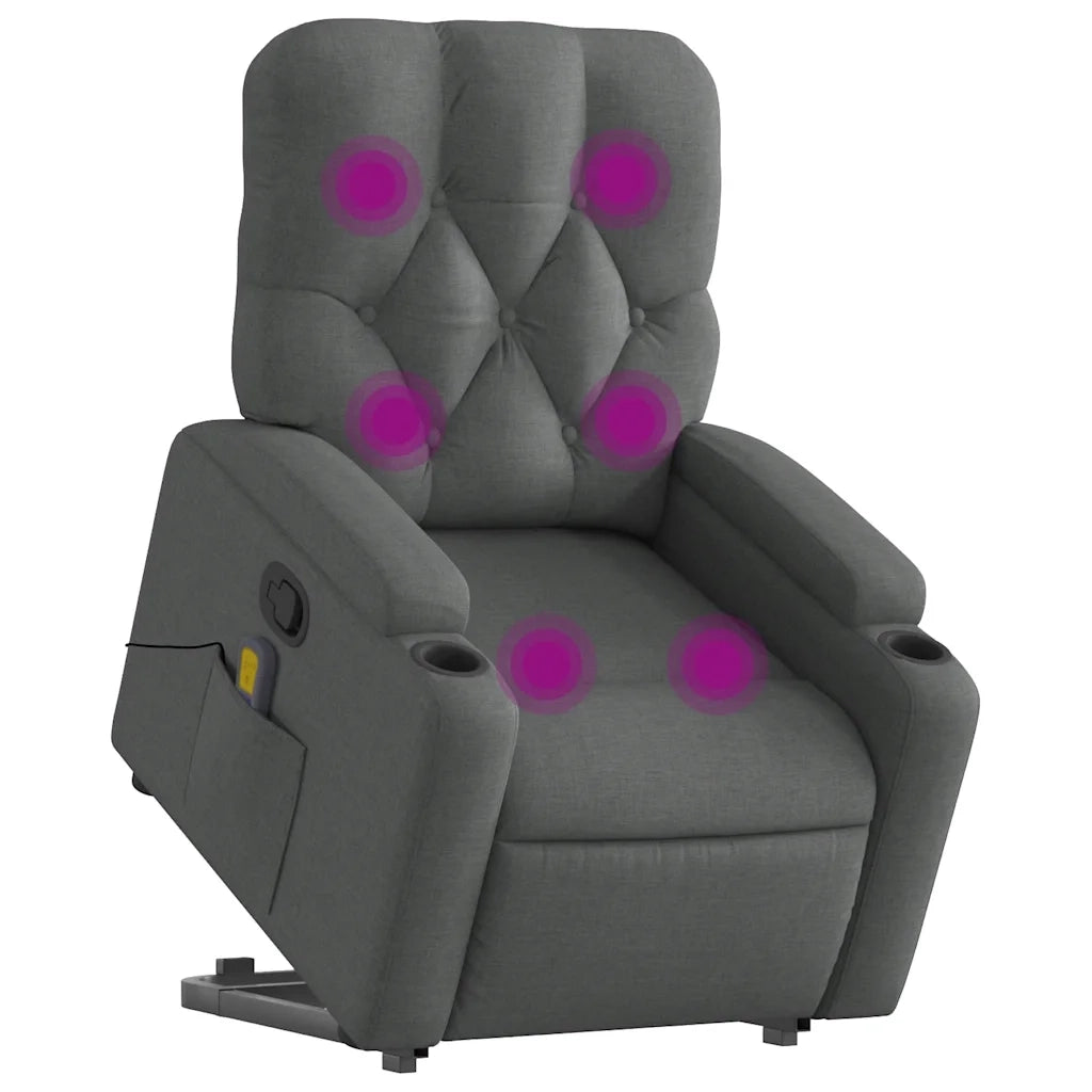 Poltrona Alzapersona Massaggi Reclinabile Grigio Scuro Tessuto 3204723