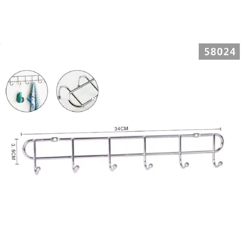 Trade Shop - Appendiabiti Attaccapanni Vestiti A Parete Muro A 6 Posti Ganci 34x3,5cm 58024 -