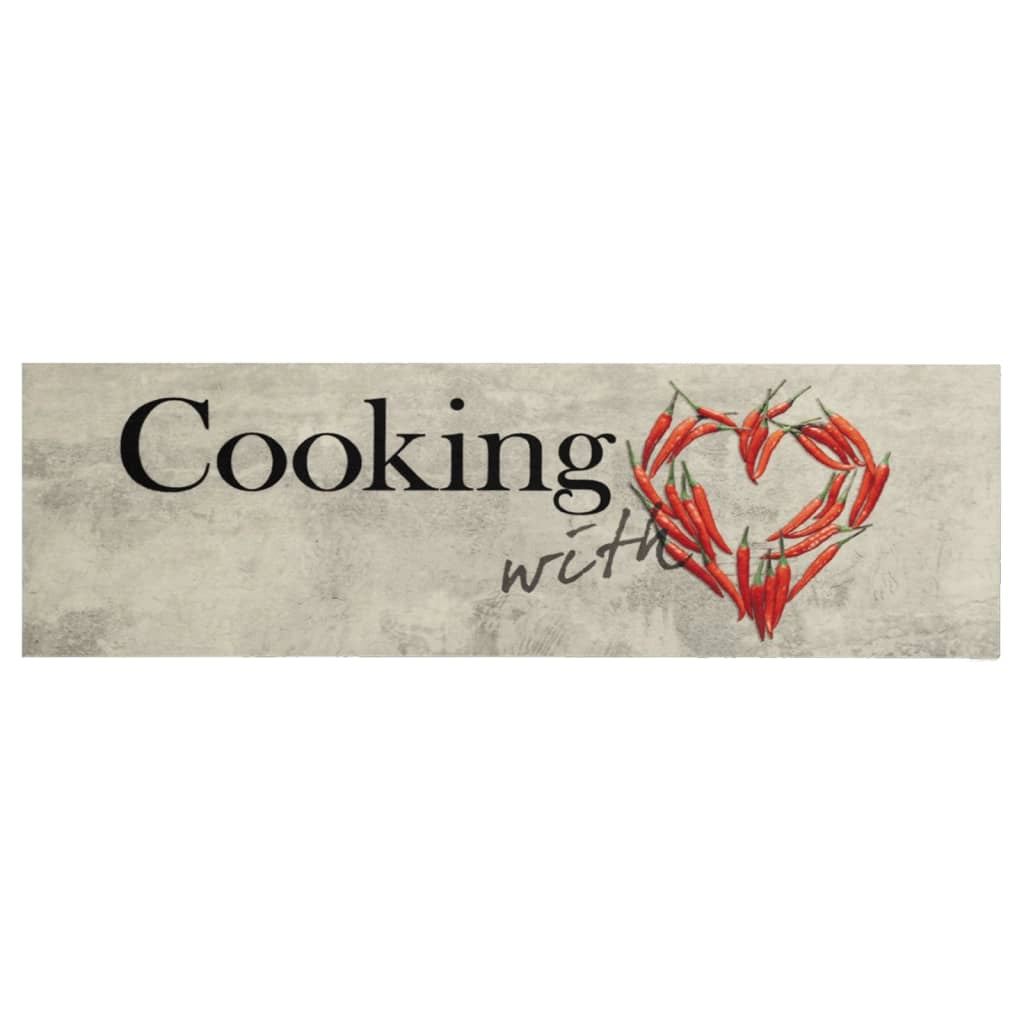 Tappetino da cucina lavabile con stampa peperoncino 180 x 60 cm antiscivolo morbido elegante velluto rosso 02_0056463