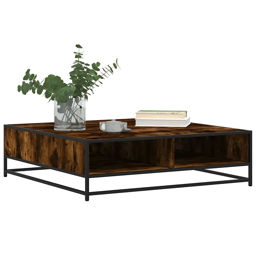 Tavolino Rovere Fumo 100x100x30 cm in Truciolato e Metallo 848776