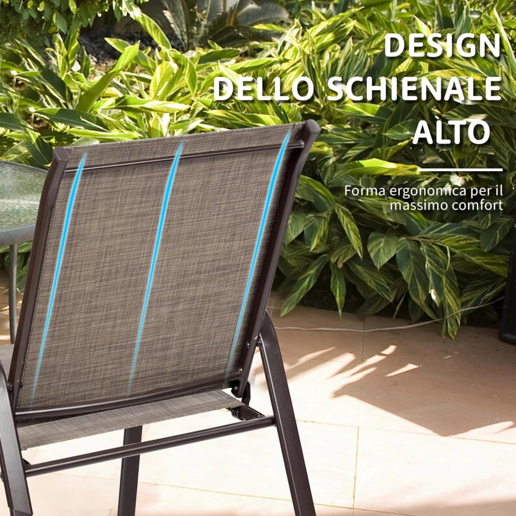 Set di 2 Sedie da Giardino, Sedie da Giardino per Patio in Textilene, con Braccioli Curvi, Telaio in Metallo, Sedia da Bistrot Portata 200 kg, Per Giardino Patio, 56 x 72 x 90 cm (Grigio)