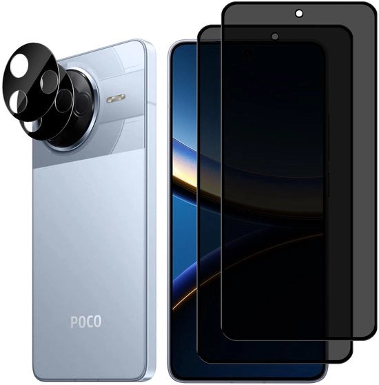 Protezione schermo 2 pezzi per Xiaomi POCO F7 Pro 5G con protezione lente 2 pezzi, [Anti-aderente] [9H durezza] Film di protezione anti-spy vetro resistente per Xiaomi POCO F7 Pro 5G