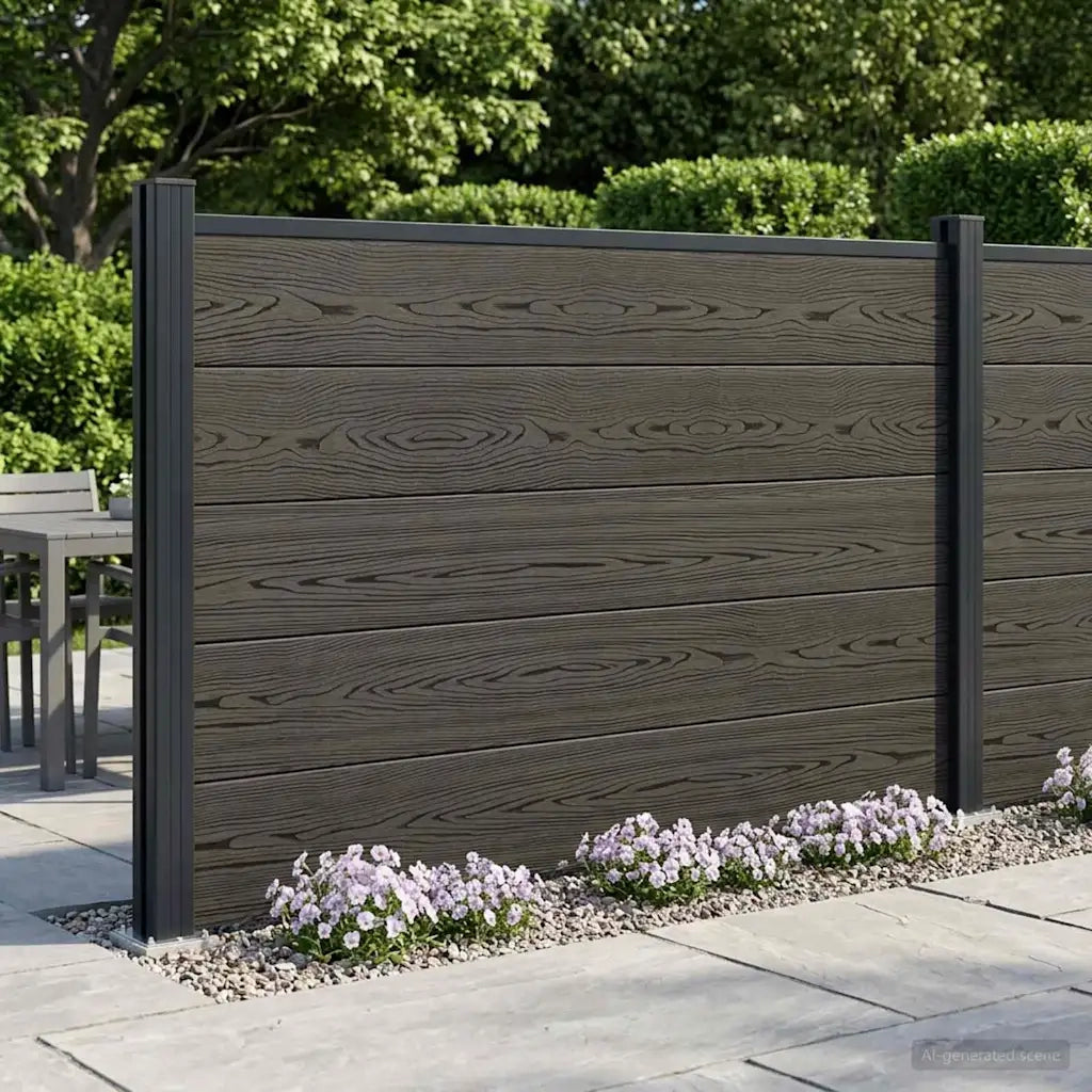 Pannello di Recinzione WPC e Alluminio Nero 42039072