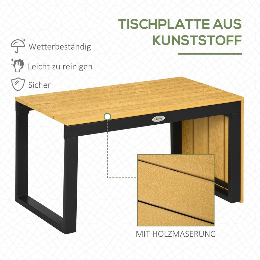 Set da giardino per 3 persone con cuscini ¨C zephmum ¨C telaio in alluminio, effetto legno, grigio scuro e naturale