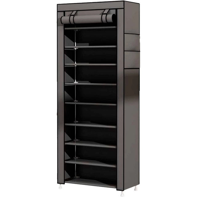Armadio Scarpiera in tessuto con anta con cerniera 160x60x30 cm (Grigio)