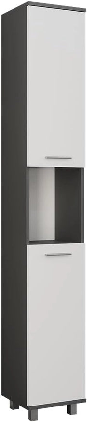 Mobile alto Ilias, Antracite/bianco, 30.2 x 190 cm con 2 porte