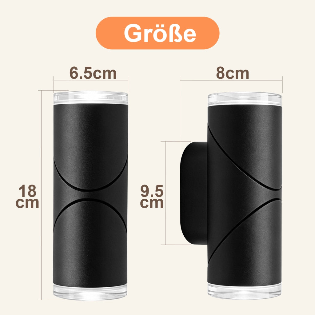 ZMH Lampada da Parete Esterno LED 10W Nero 3000K Impermeabile  IP65 per Terrazza Ingresso Corridoio