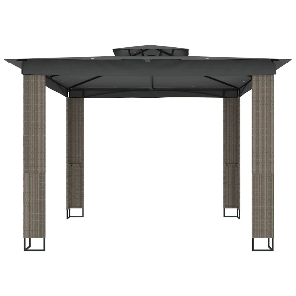 Gazebo con Tetto Doppio Antracite 2,94x2,94 m in Acciaio