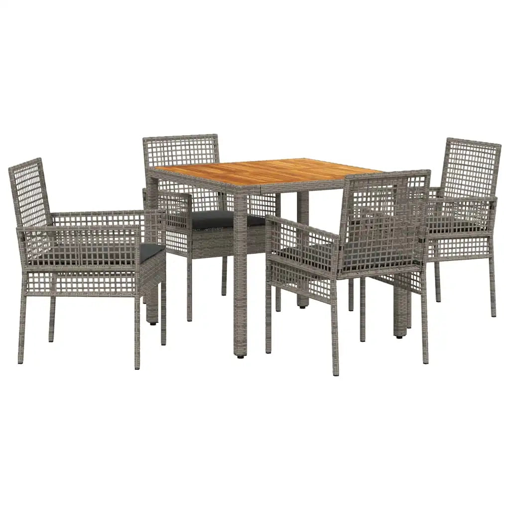 Set da Pranzo per Giardino 5 pz | Set Salotto da Giardino Grigio polyrattan