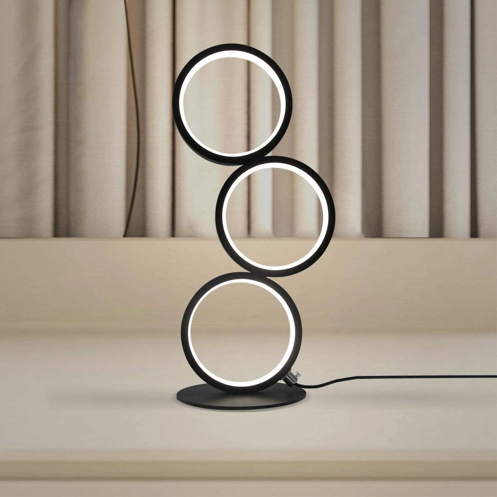 ZMH Lampada da tavolo LED nera anello scrivania comodino per camera letto