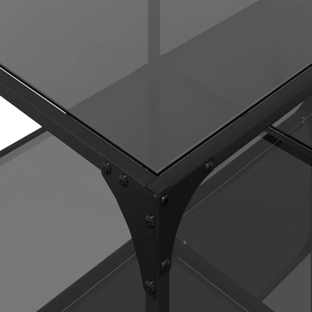 Tavolino da salotto | Tavolino da caff¨¨ | Tavolino da Soggiorno con Piano in Vetro Nero 98,5x50x40 cm Acciaio