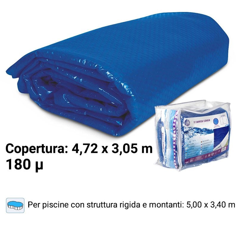 Copertura Isotermica Gre 6,72 X 4,45 M, Spessore 180 µ Per Piscine A Forma Di Otto 7,10 X 4,75 M Dimensione piscina: 5.00 X 3.40 m