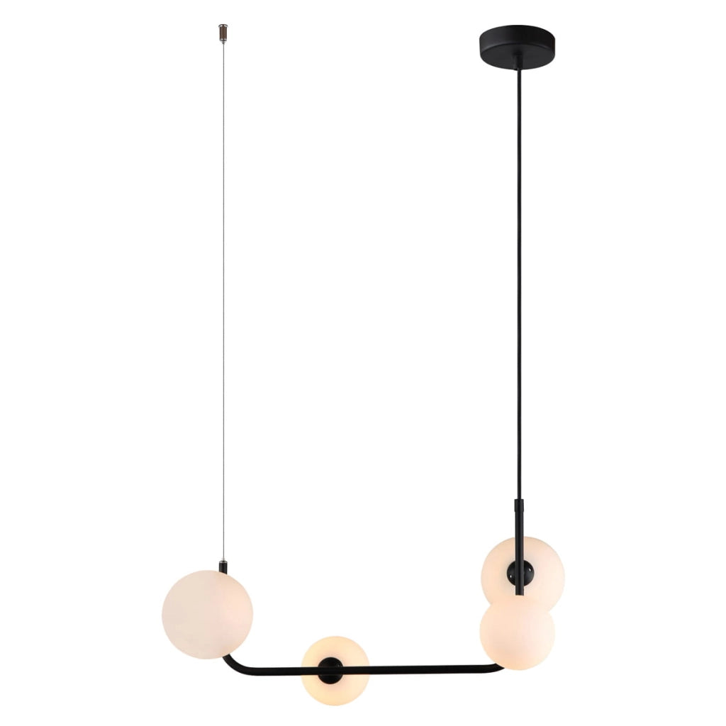 Italux Ferrand lampadario moderno nero in vetro 4xG9