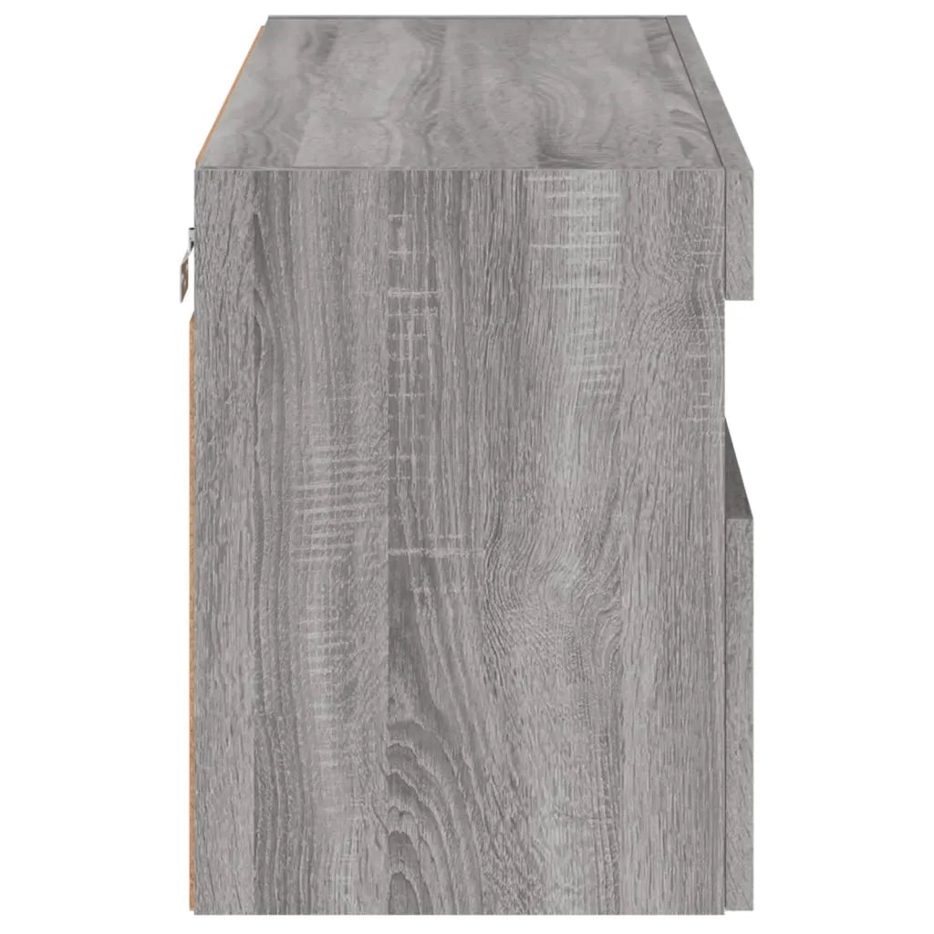 Mobile TV a Parete | Armadietto TV | Mobile Porta TV con Luci LED Grigio Sonoma 80x30x40 cm